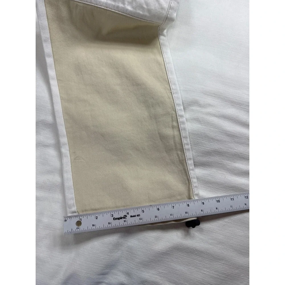 Bershka Colorblock Cargo Pants Mens Small Beige White Patchwork Utility Trousers